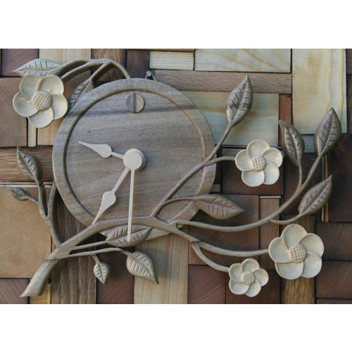 Carved wall clock - Spring